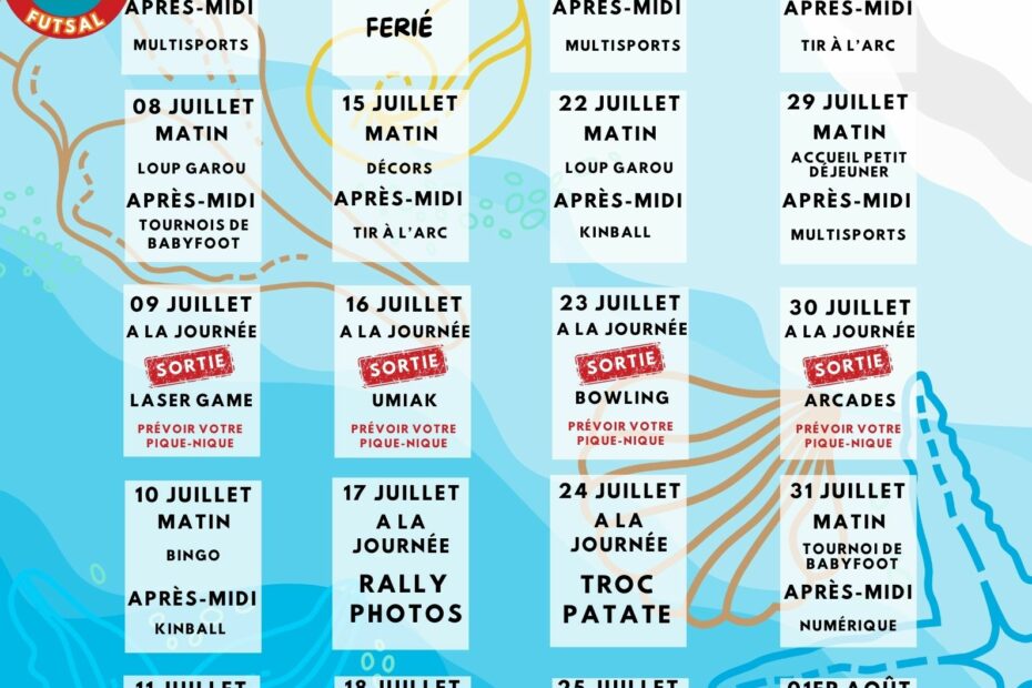 Planning des 13/17 ans ALSH juillet 2025