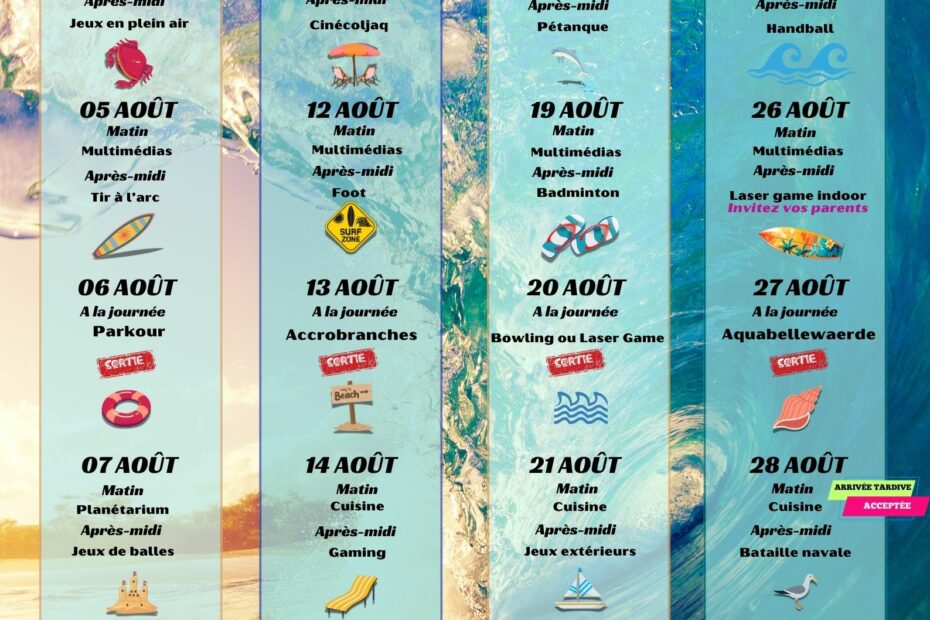 Planning Aout 2025 Olympiades 7/11 ans