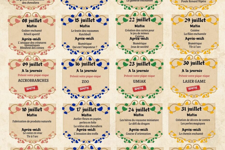 Planning thématique Découvertes pour les 7/11 ans, ALSH juillet 2025