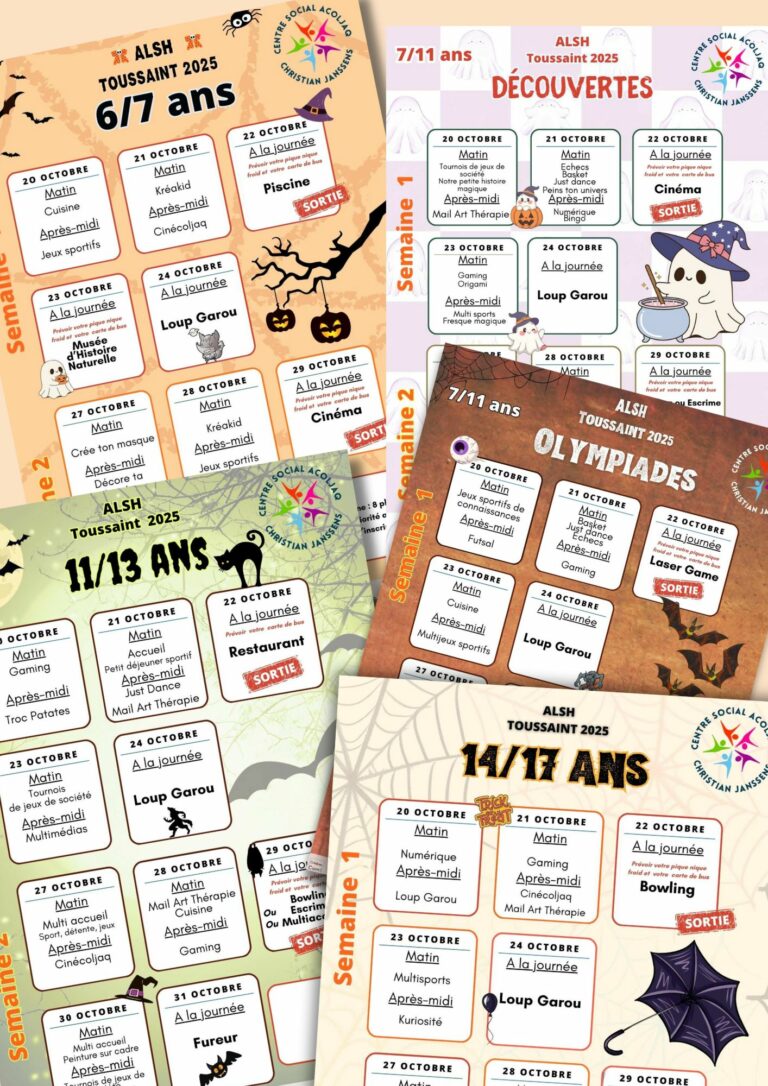 Illustration des plannings des ALSH Toussaints 2025