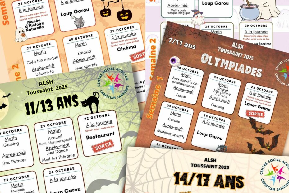 Illustration des plannings des ALSH Toussaints 2025